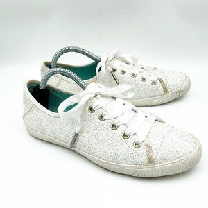 KATE SPADE X KEDS Trista White Glitter Sneakers Tennis Shoes Womens 6